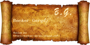 Benker Gergő névjegykártya